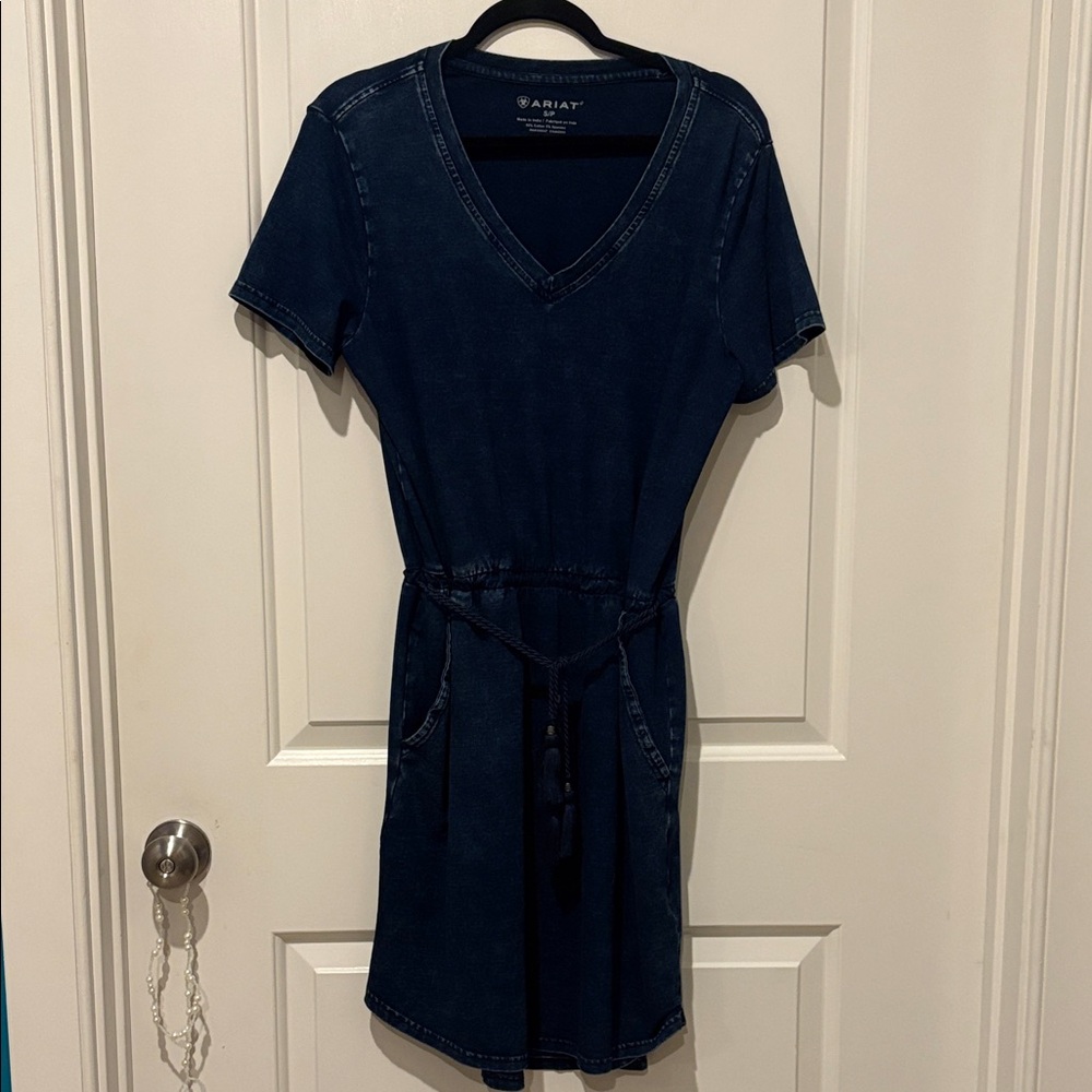 Ariat Women's Dark Blue Mini Dress with tie waist, S